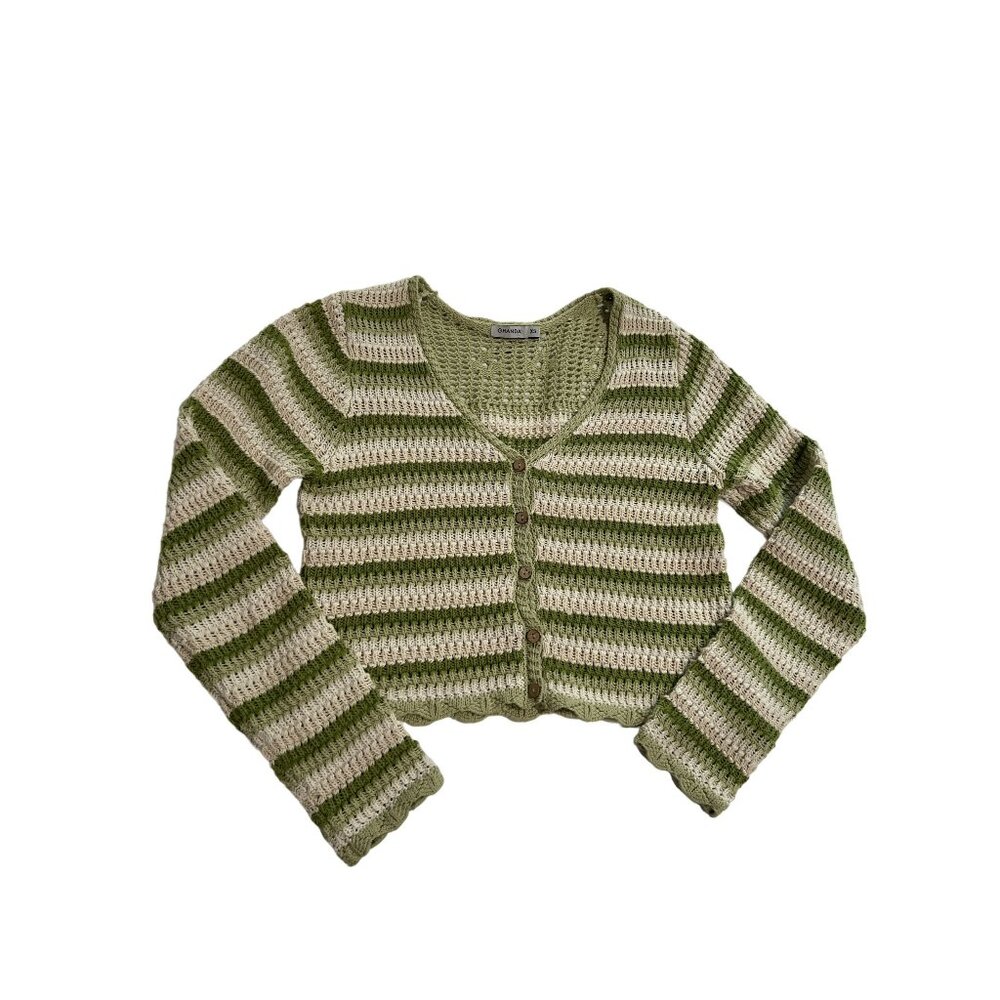 Ghanda Lydia Striped Knit Long Sleeve in Green